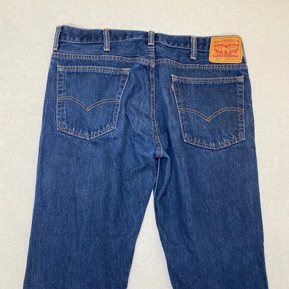 Levi's 517 Boot Cut Jeans Men's 38x34 Blue Water Less Stretch Denim